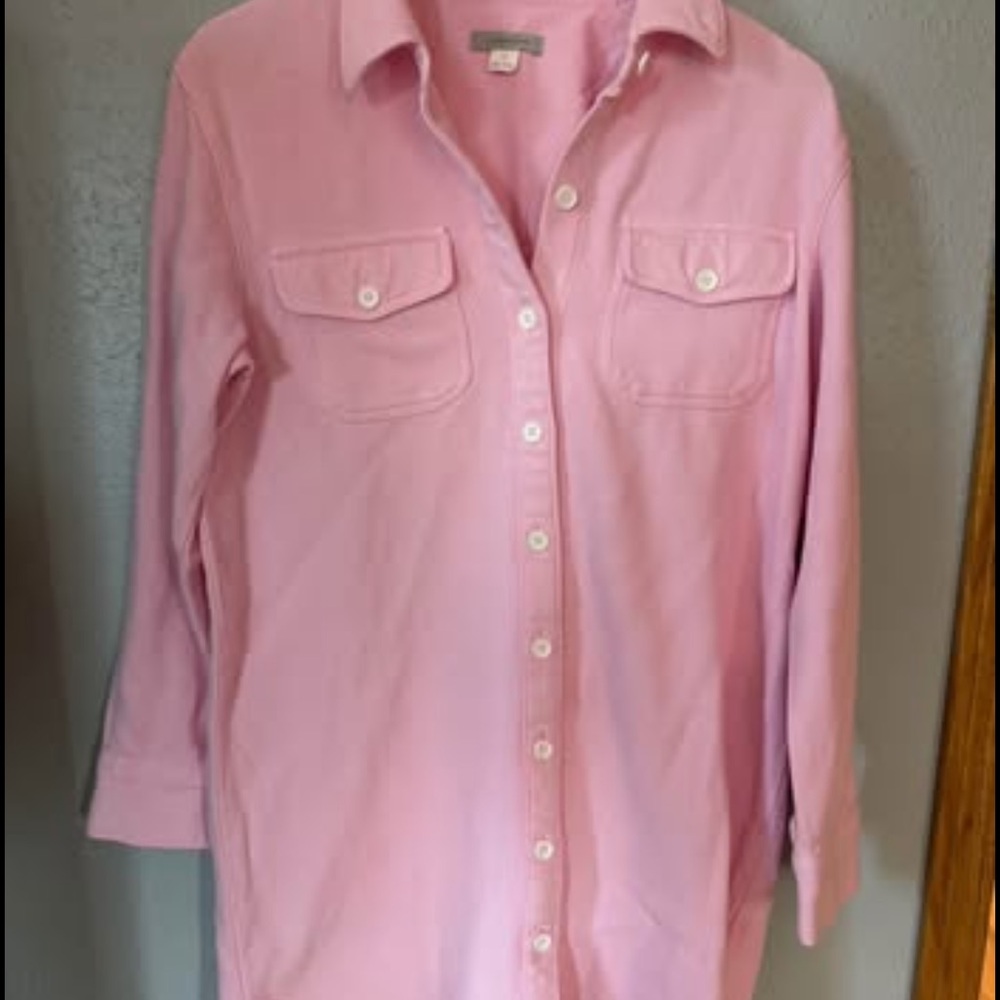 Outerknown Soft Pink Collared Button Down Dress - image 2
